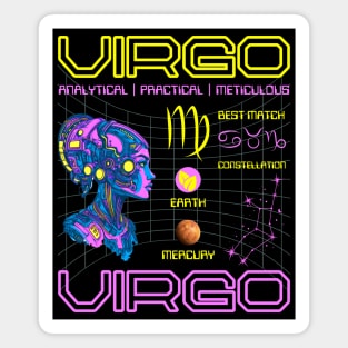 Virgo Futuristic Zodiac Cyberpunk Design Magnet